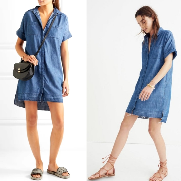 Madewell Dresses & Skirts - Madewell Denim Drop Hem Shirt Dress